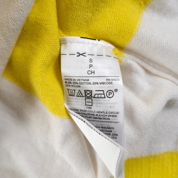 NEW OLD NAVY yellow white color block stripe crew neck sweater size S - Picture 8 of 10